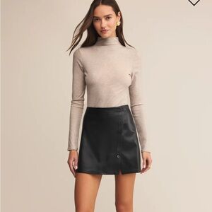 Z Supply Allegra Black Faux Leather Button-Front Mini Skirt